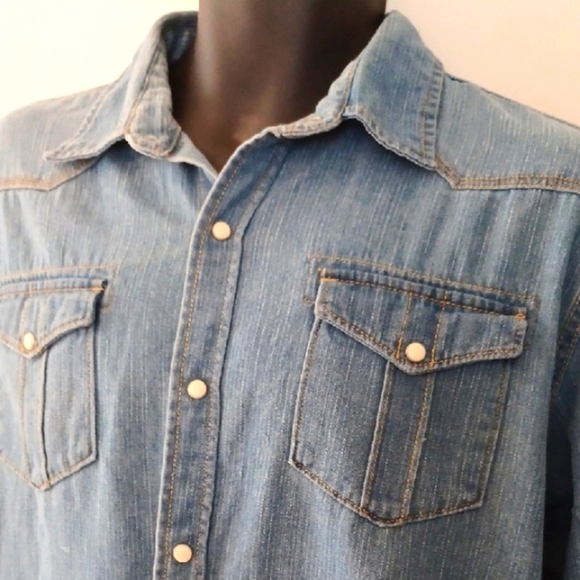 Company Eighty One Blue Denim Casual Button Down Shirt, XL - Picture 1 of 8